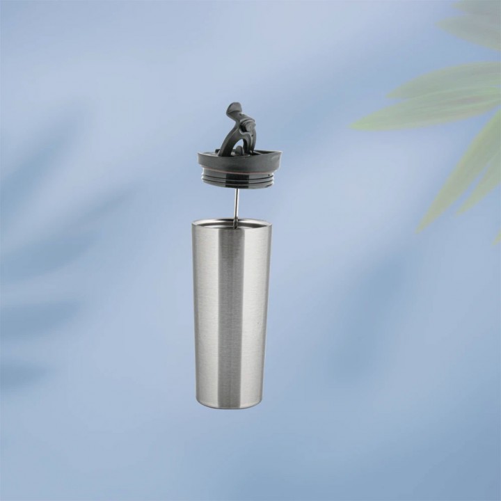Beyaz 450 ml French Press Özellikli Lazer Logo Baskılı Kurumsal Promosyon Termos